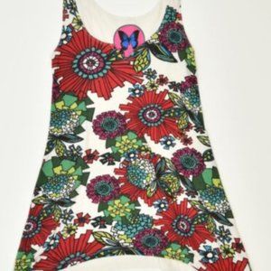 EUC - DESIGUAL Womens Tunic Top US 10 Multicolored Floral Cotton